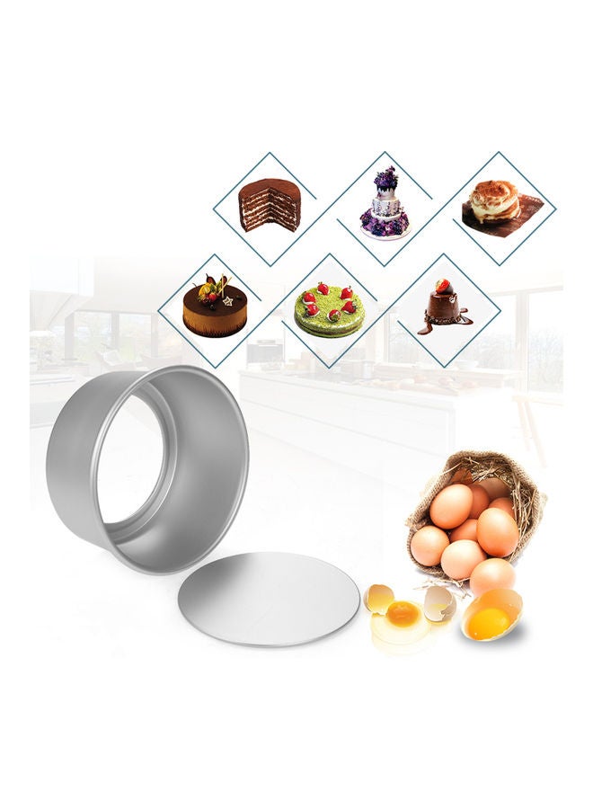 5-Piece  Aluminum Alloy Round Cake Moulds Silver 21.8x21.8x8cm - Image 4